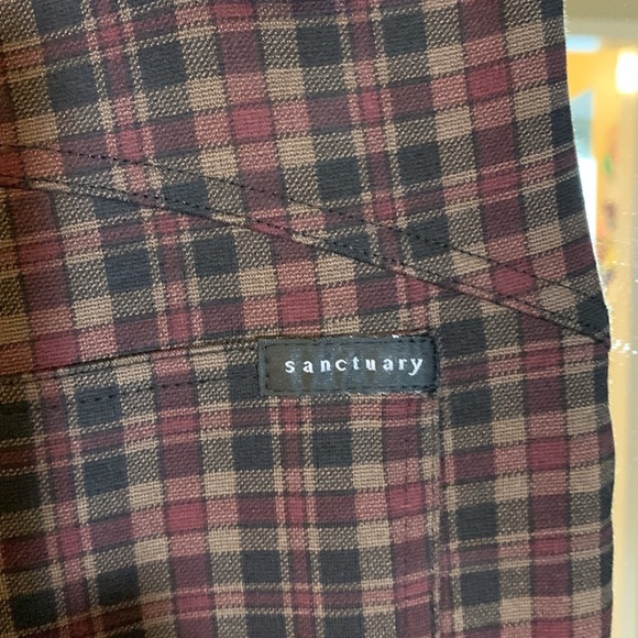 NWOT Sanctuary Plaid Pull Up Pants. Size XL - Picture 6 of 10